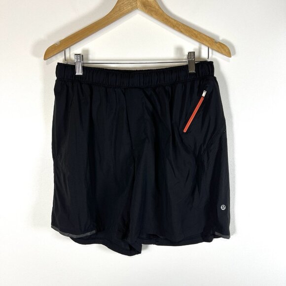 Lululemon Surge Lux Indigo 7”‎ Shorts Black Mens Size Medium Athletic Workout - Picture 1 of 5